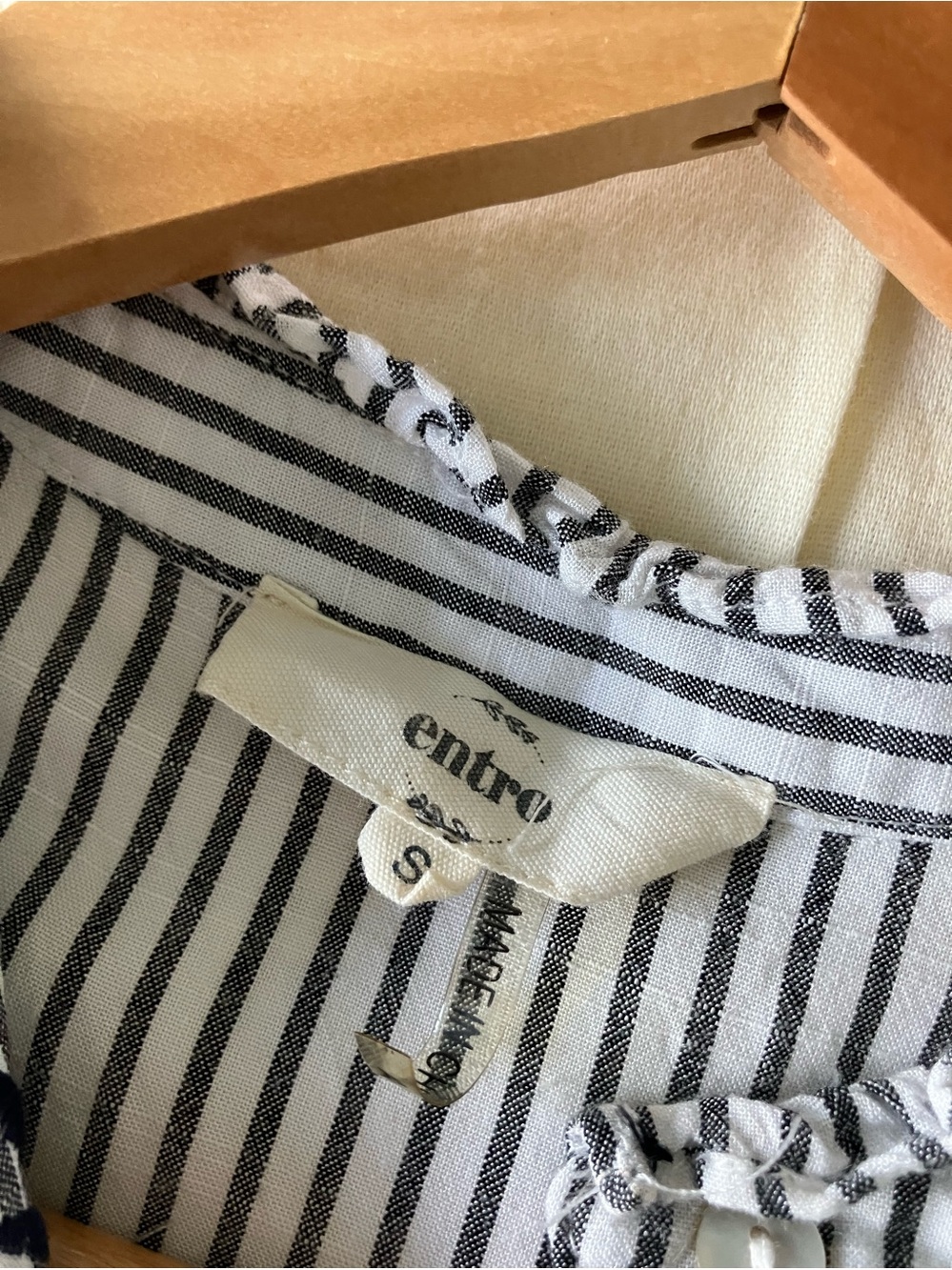 ENTRO Blue and White Striped Floral Embroidered Shirt Tank Dress Size S - Picture 14 of 14